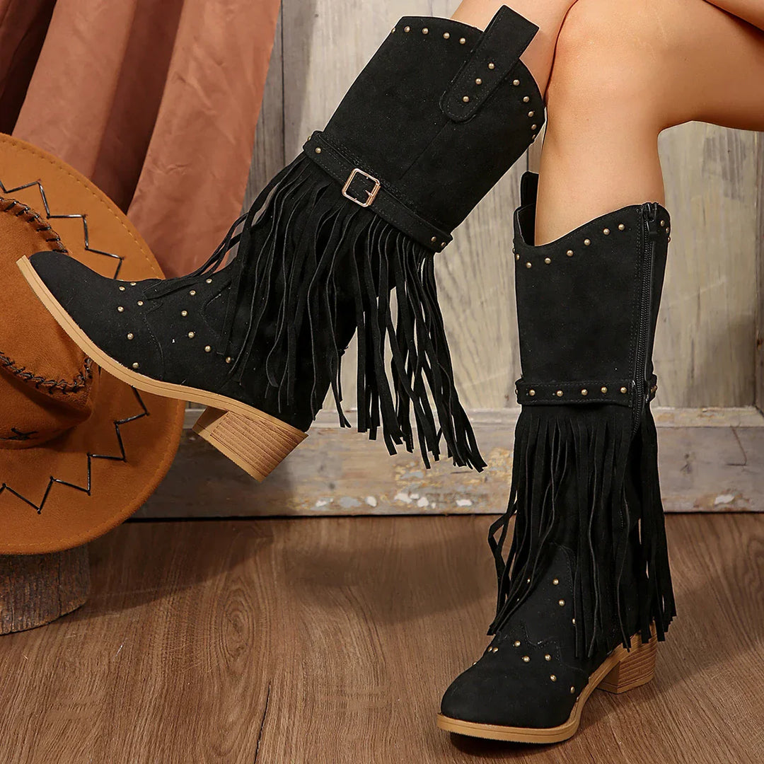Laura - Boho Fringe Boots
